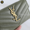 YSL Small envelope card holder green Caviar แบรนด์เนมมือสอง
